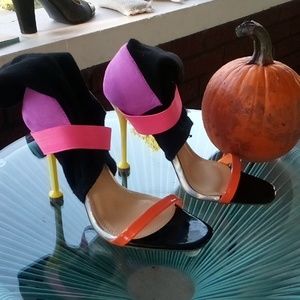 Liliana Women's Knit Stretchy Elastic Open Toe Pull On Pin High Heel Booties